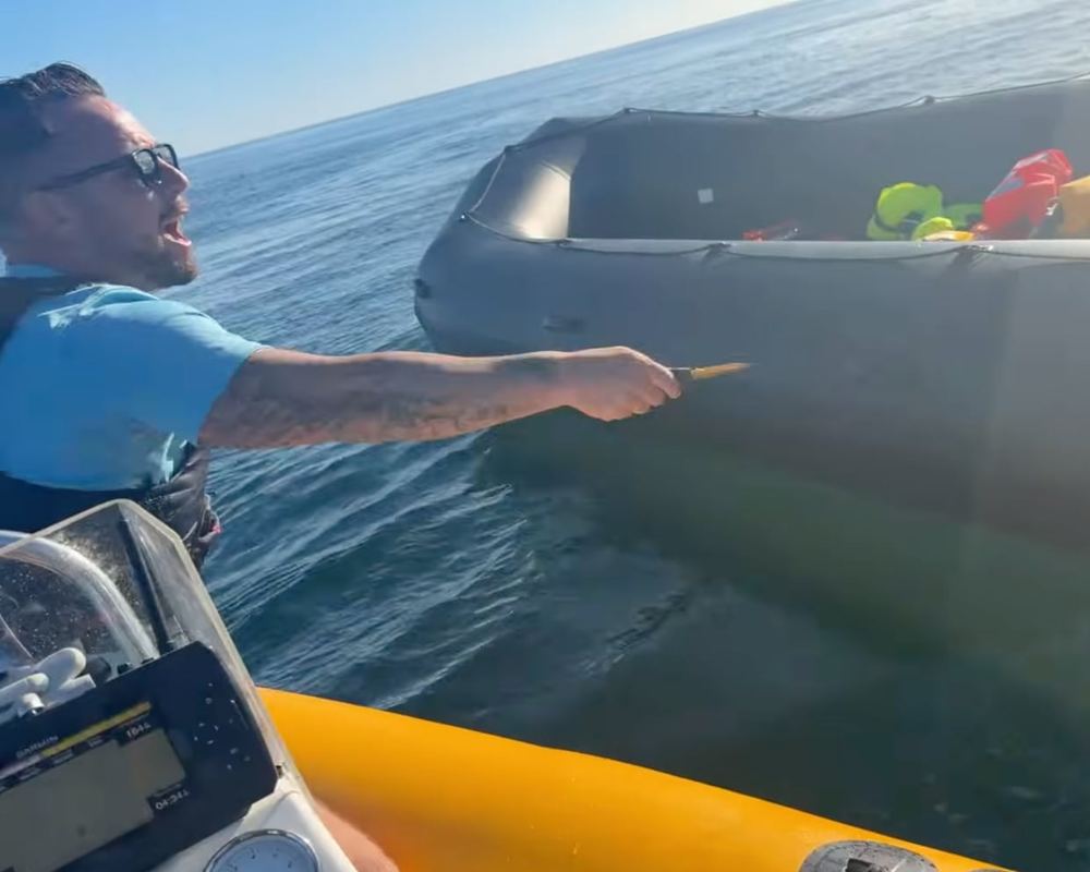 Far-right activist Daniel Thomas slashes dinghy in Channel with blade while rescue worker onboard